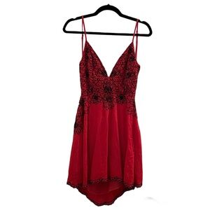 New Nbd Red Embroidery Mini Dress Size small